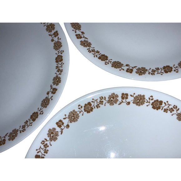 Corelle Brown Floral Dinner Plates Set of 3 - Picture 6 of 15
